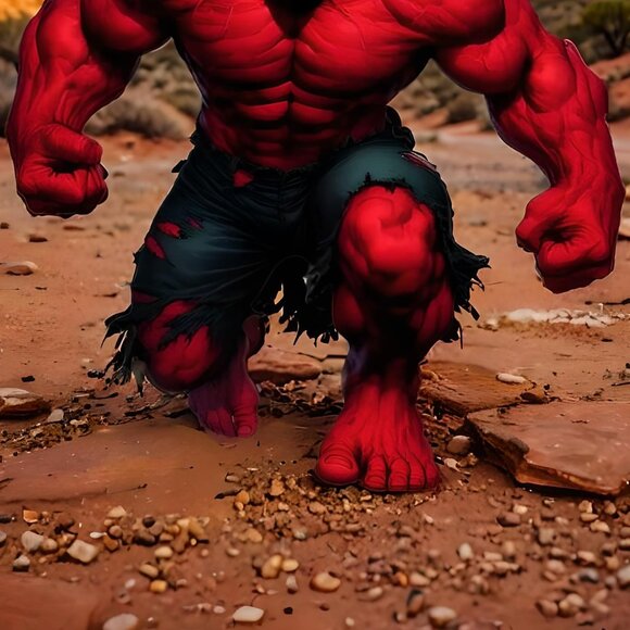 Rampaging Red Hulk vinyl coated canvas Fabric Poster - Picture 2 of 2